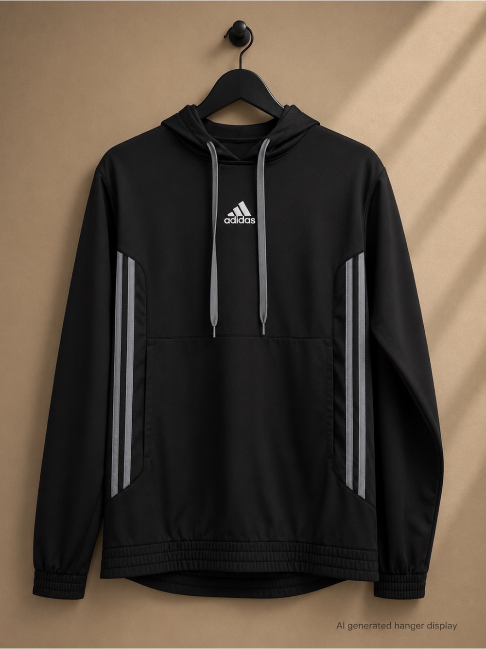 Adidas Black and Gray Hoodie with Athletic Stripes